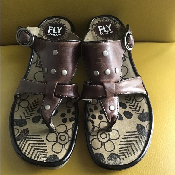 Fly London Leather Wedge Sandals - Women’s EU size 39 (US 8.5-9) - Picture 3 of 7